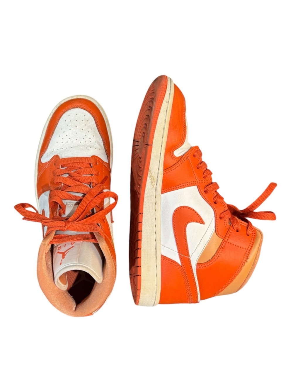Nike Air Jordan 1 Mid Bright Orange White Sneakers Men’s Size 7.5 High Top Shoes